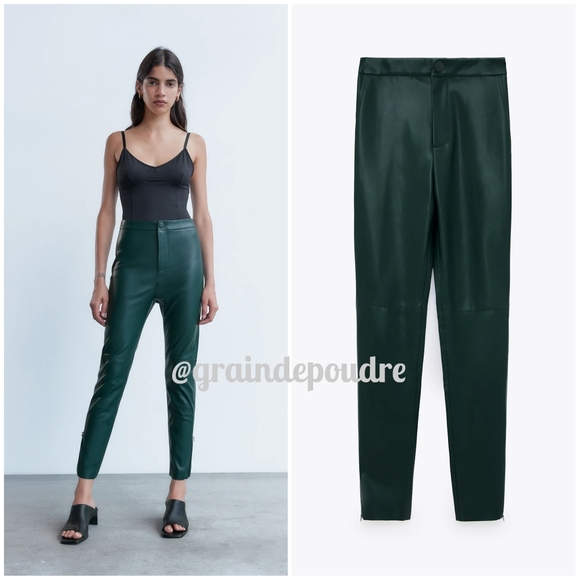 Zara Forest Green Faux Leather Hirise 